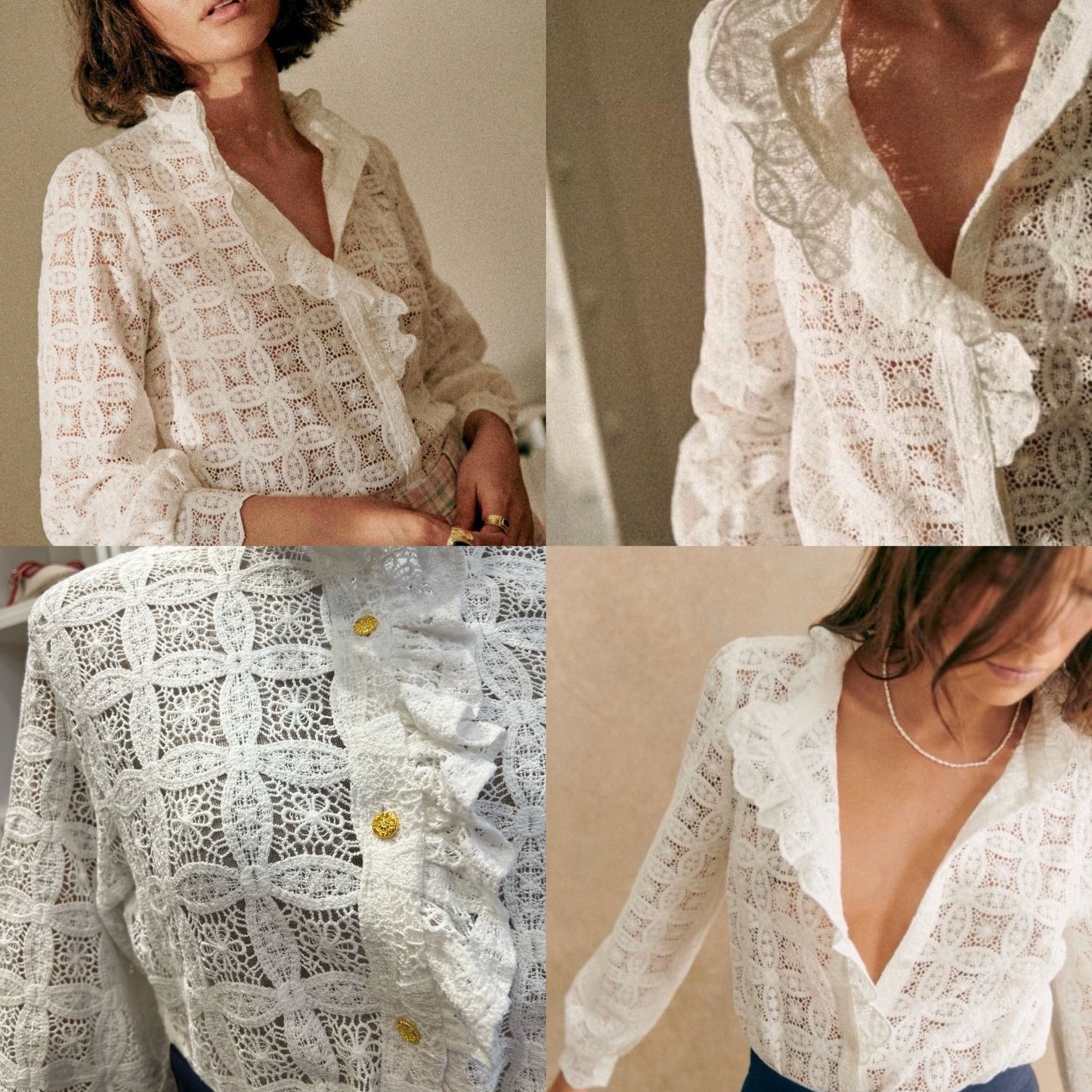 Blouse Romantique en Dentelle – Écru
