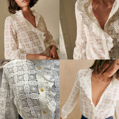 Blouse Romantique en Dentelle – Écru