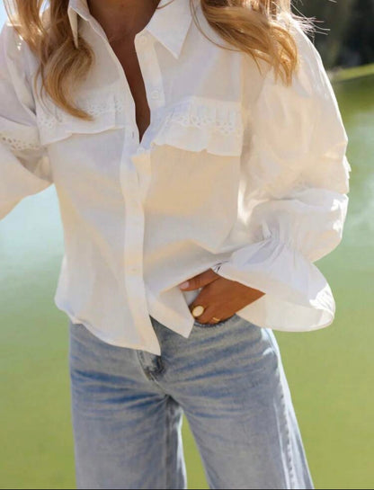 Chemise Blanche Dos Nu à Volants 🤍