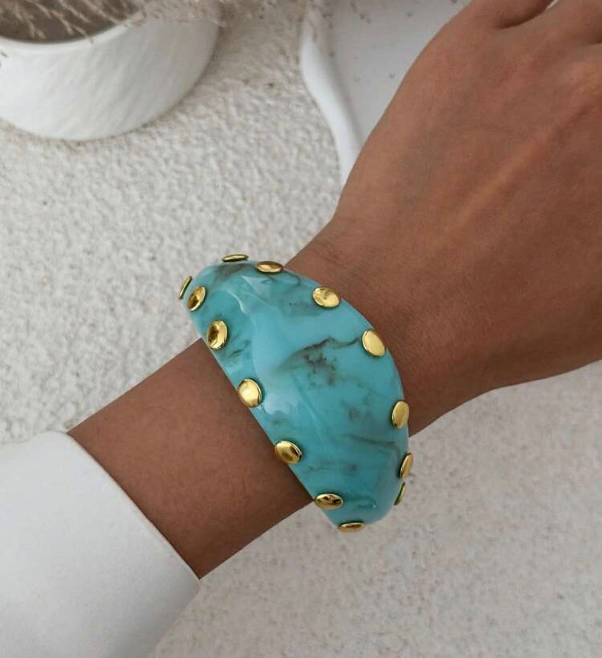 Bracelet Manchette Femme Marbré et Doré
