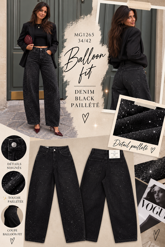 Jean Balloon Noir Pailleté ✨