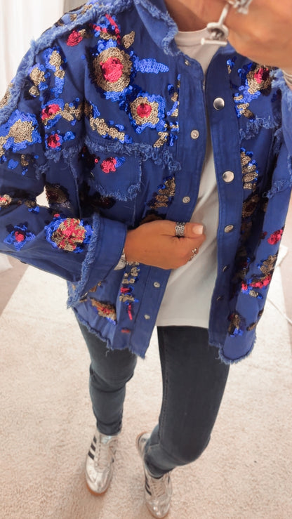 Veste chemise oversize à sequins femme
