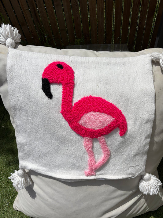 Housse de coussin FLAMANT ROSE MARRAKECH
