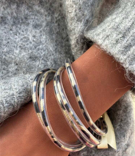 Bracelets joncs léopard or
