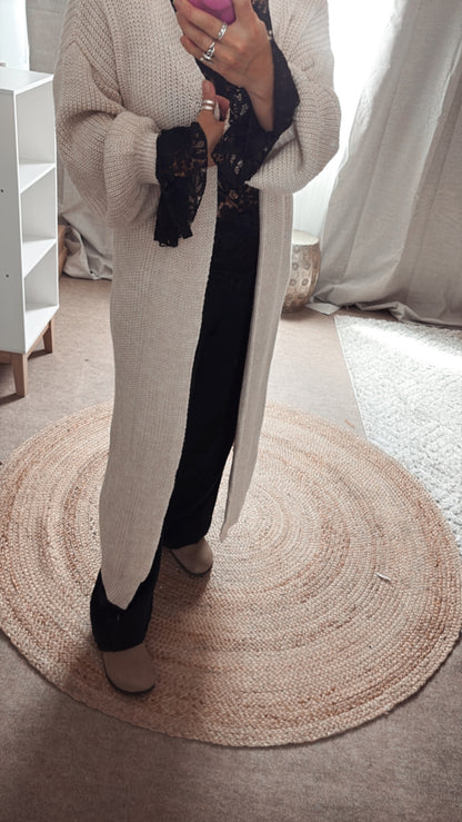 Gilet long Noir et Beige