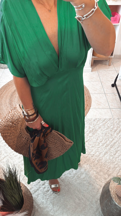 Robe Satinée LOLITA- VERTE