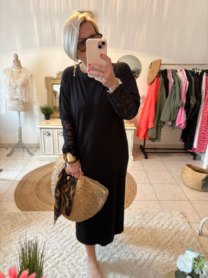 Robe/Tshirt dentelle LISE -NOIR