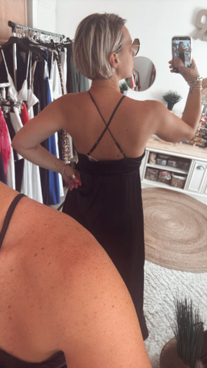 Robe Longue Dos Croisé CHERAZADE - NOIR