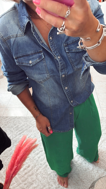 Pantalon vert Gucci et fuchsia