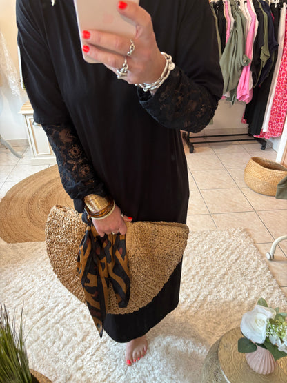 Robe/Tshirt dentelle LISE -NOIR