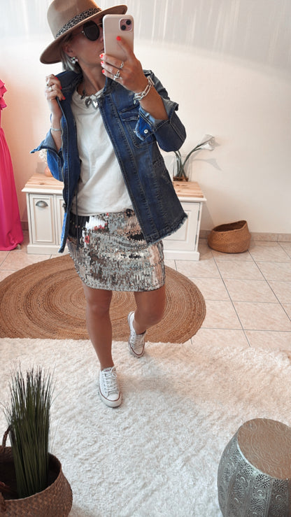 Jupe Sequins JUSTINE - ARGENTÉ