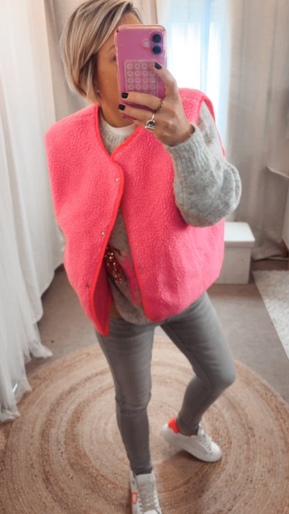 Gilet sans manche rose fluo