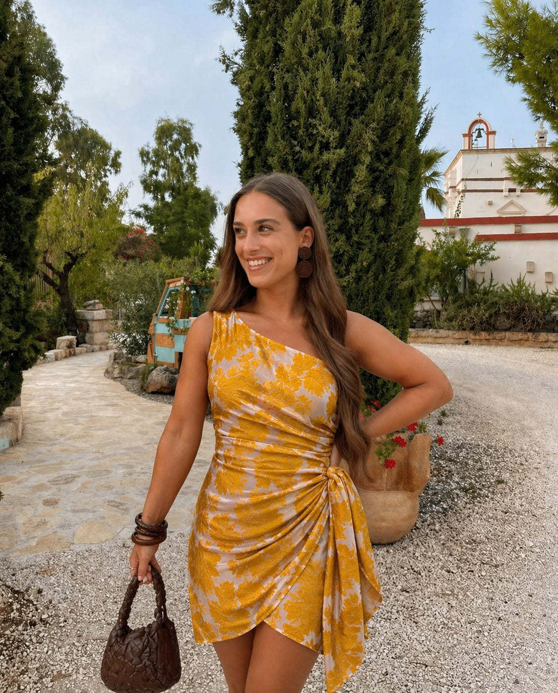Robe Courte Asymétrique Jacquard Femme – Élégance & Cérémonie