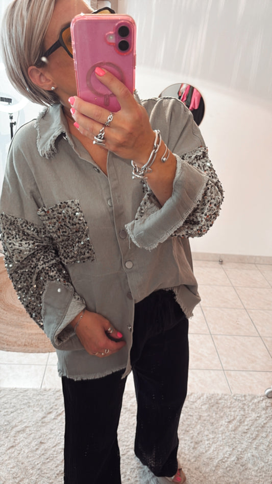 Veste/ chemise sequin kaki & Noir