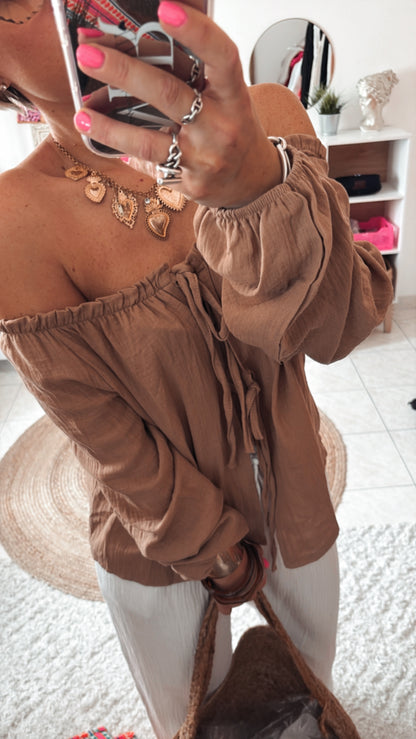 Top épaule dénudée gaze de coton DISPO en PLUSIEURS COULEURS 👇🏼