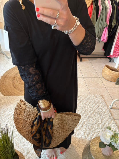Robe/Tshirt dentelle LISE -NOIR