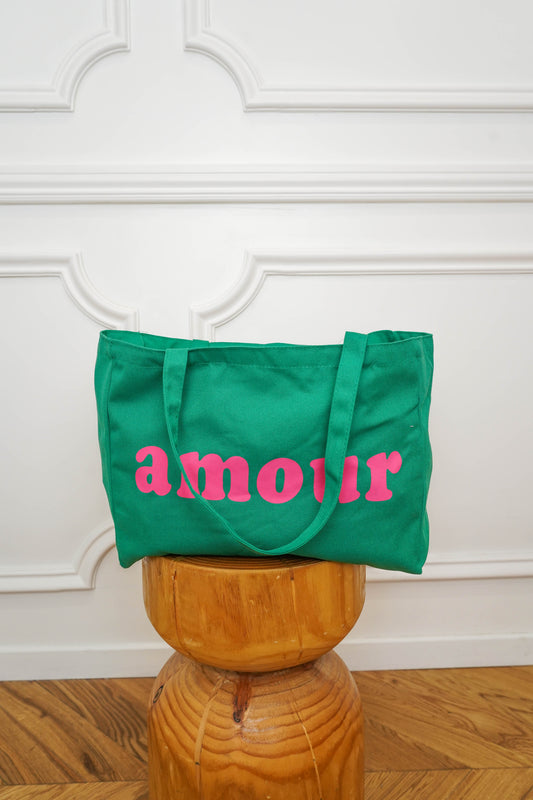 Sac cabas AMOUR vert – Tendance & pratique