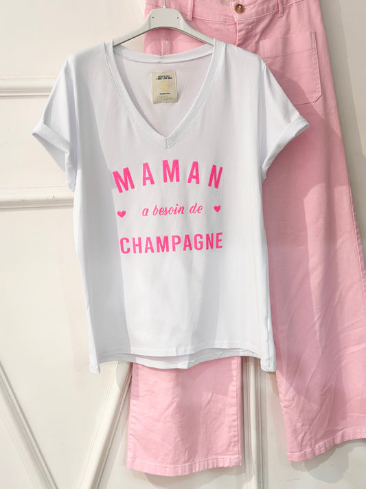 T-shirt maman a besoin de champagne femme cadeau fete des meres