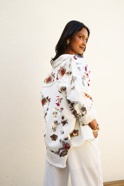 Veste chemise oversize à sequins femme