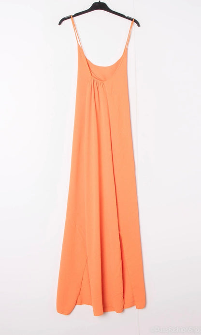 Robe longue fluide dos croisé - orange