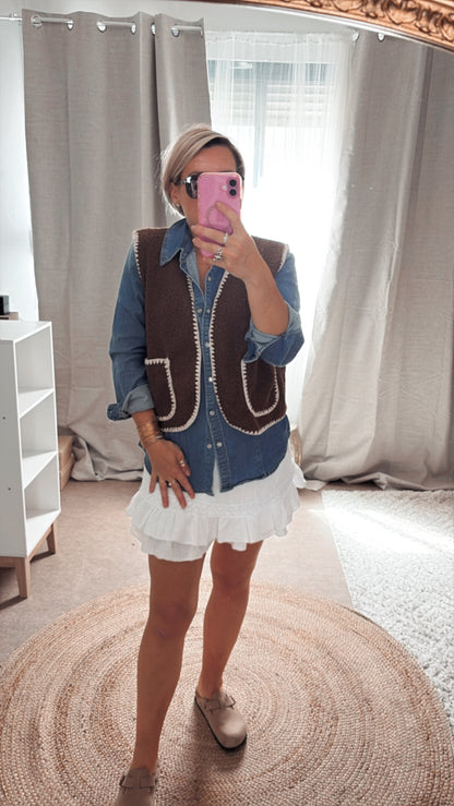 Gilet En Bouclette Detail Broderie