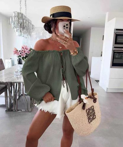 Top épaule dénudée gaze de coton DISPO en PLUSIEURS COULEURS 👇🏼