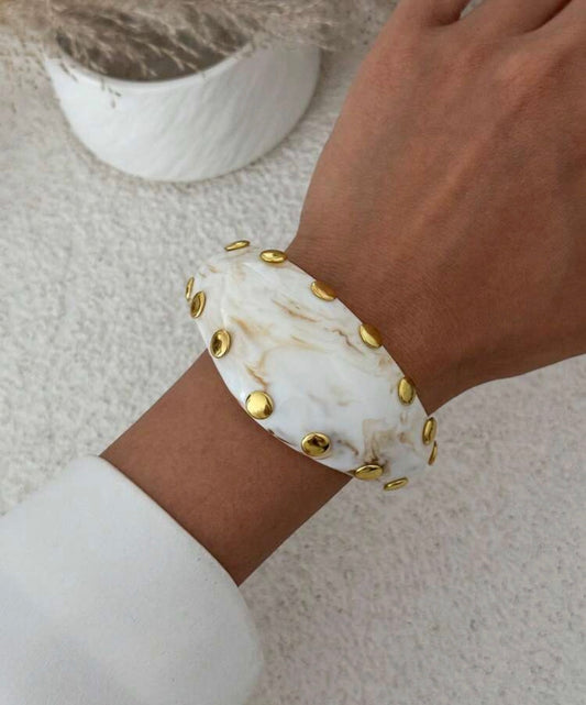 Bracelet Manchette Femme Marbré et Doré