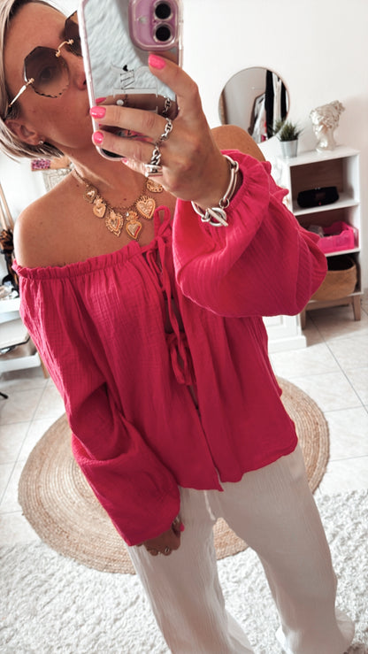 Top épaule dénudée gaze de coton DISPO en PLUSIEURS COULEURS 👇🏼