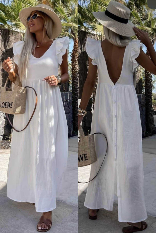 Robe longue femme bohème dos nu fluide été robe maxi chic