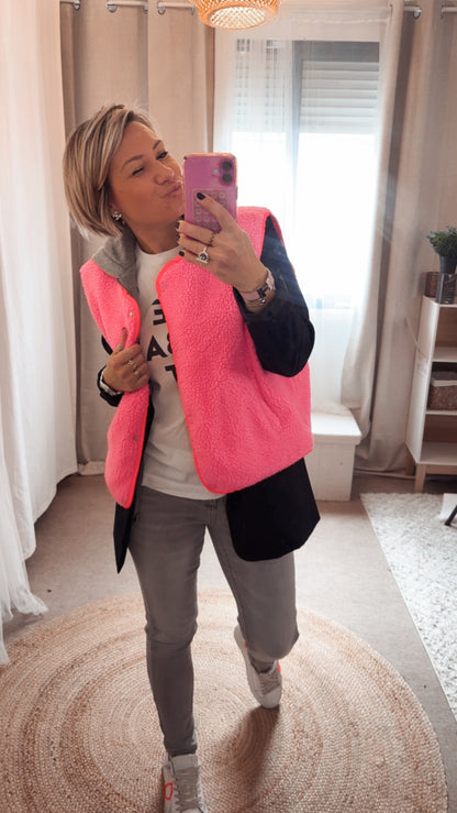 Gilet sans manche rose fluo