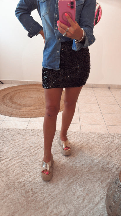 Jupe sequin or, Argent & Noir