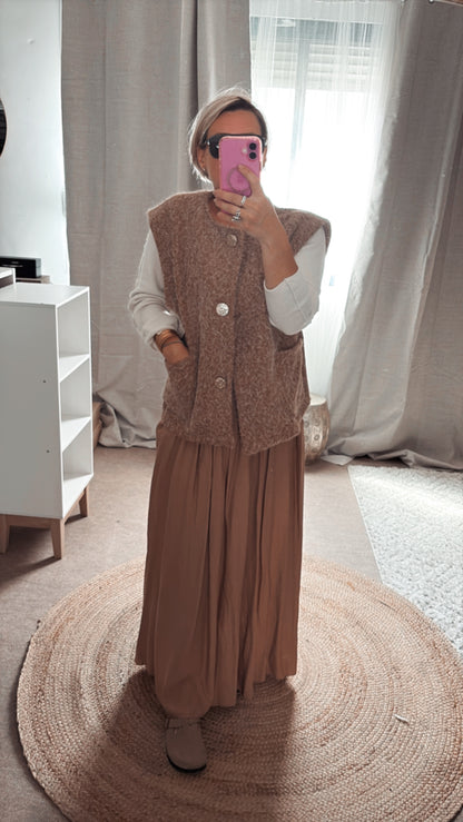 Gilet sans manches Beige, Camel, Noir et Bordeaux