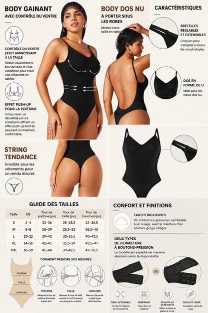 Body INVISIBLE Dos Nu gainant  - NOIR