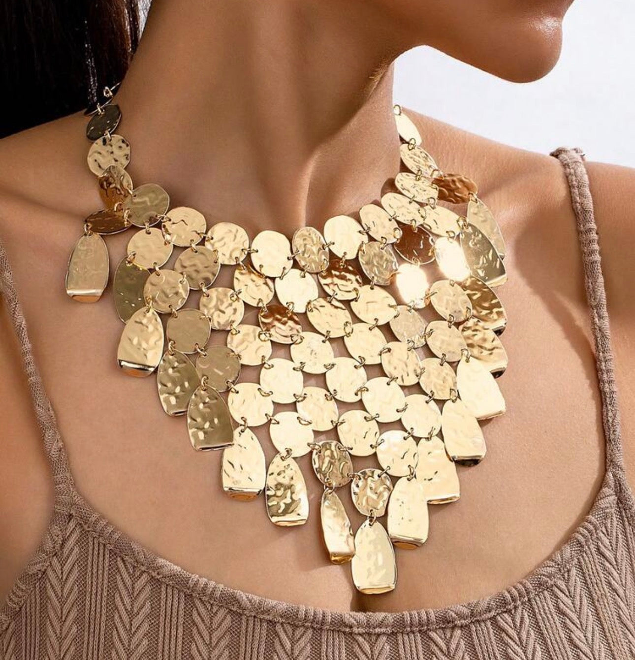 collier plastron doré femme bohème chic