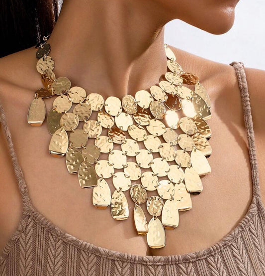 collier plastron doré femme bohème chic