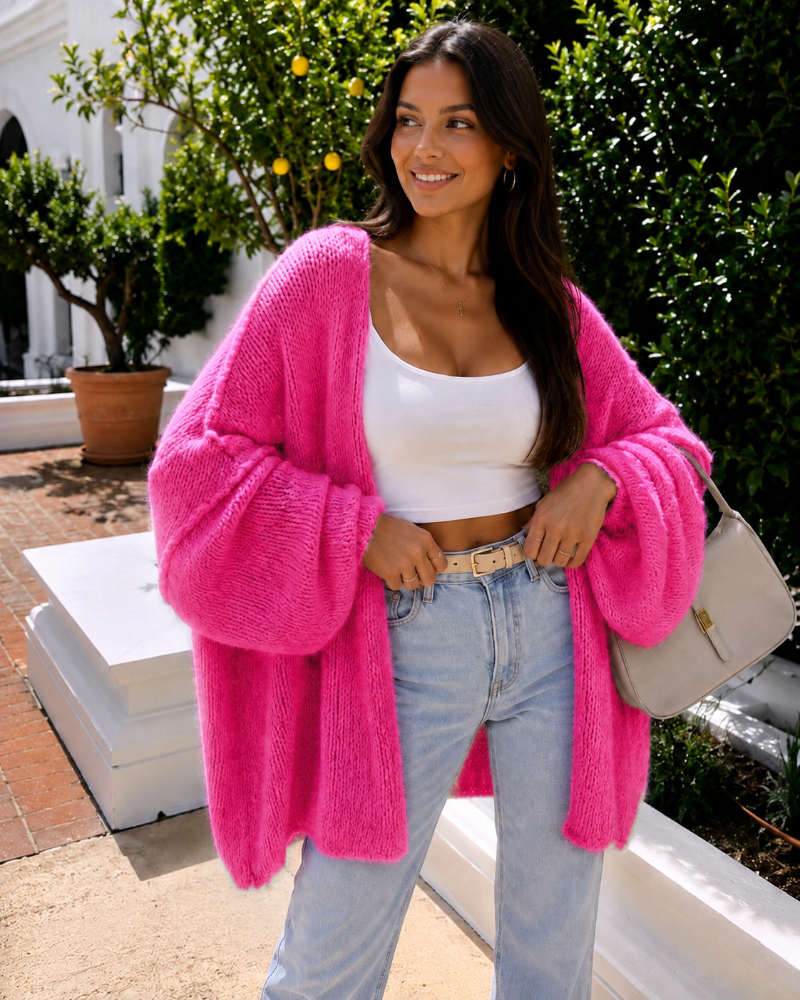 Gilet Long Oversize Manches Ballon