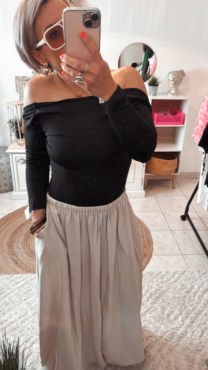 Body Dos nue top manches longues SABRINA - NOIR