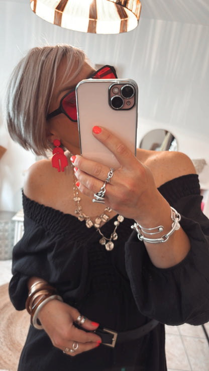 Boucles d’oreilles ROUGE & KAKI