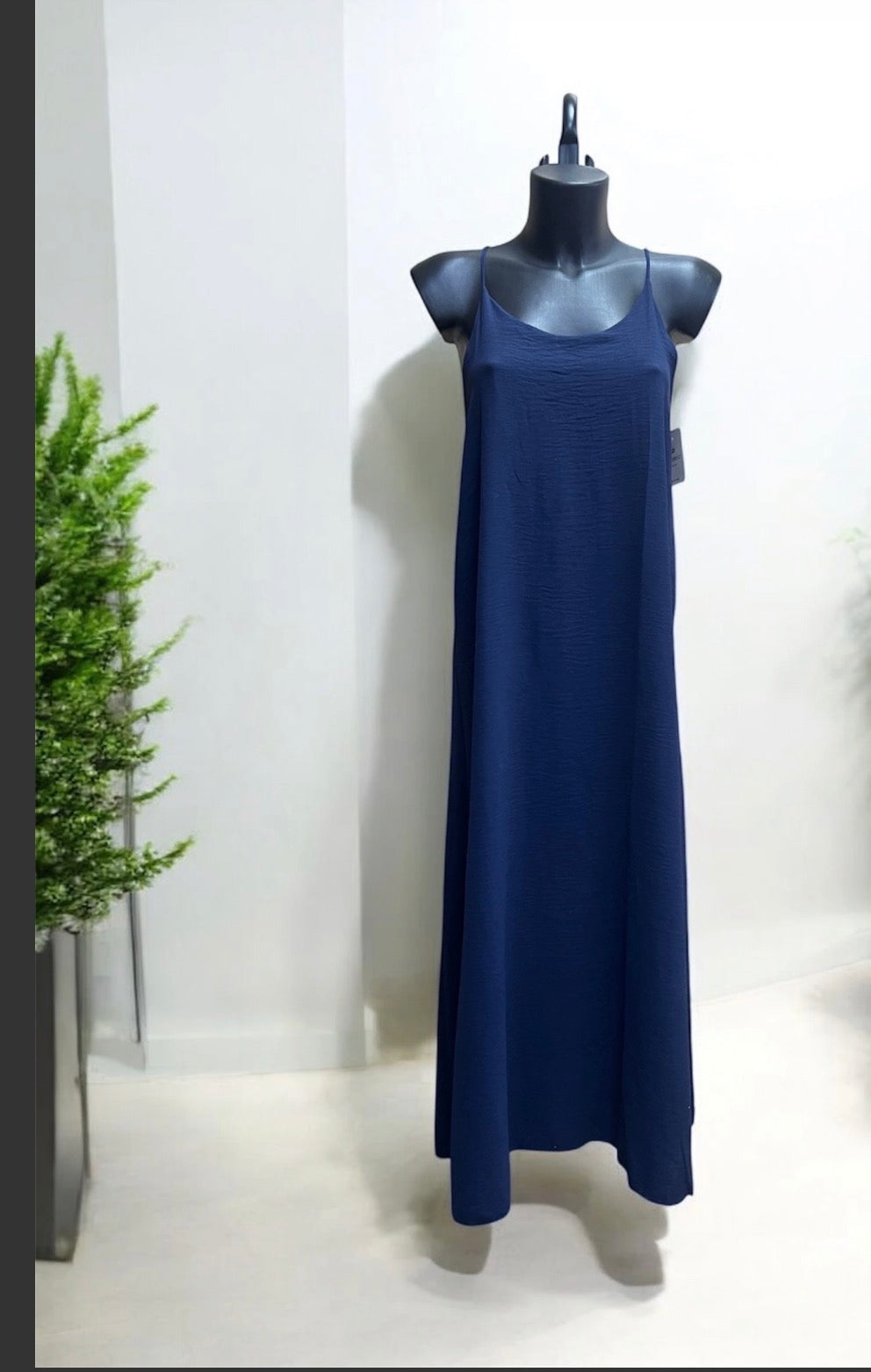 Robe longue fluide dos croisé - bleu marine