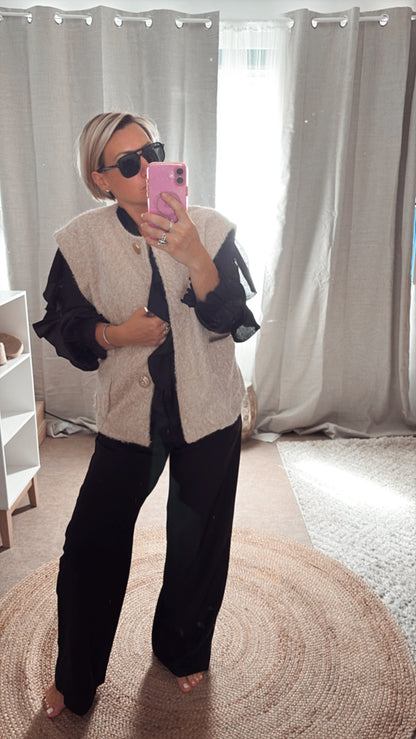 Gilet sans manches Beige, Camel, Noir et Bordeaux