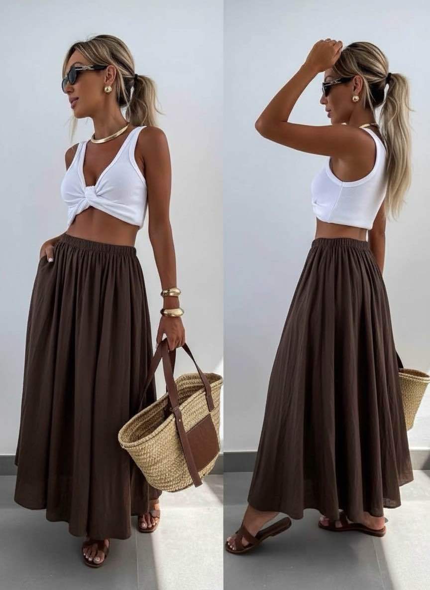 Jupe Longue Fluide Taille Unique Femme