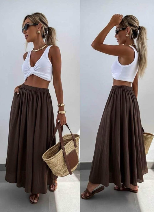 Jupe Longue Fluide Taille Unique Femme