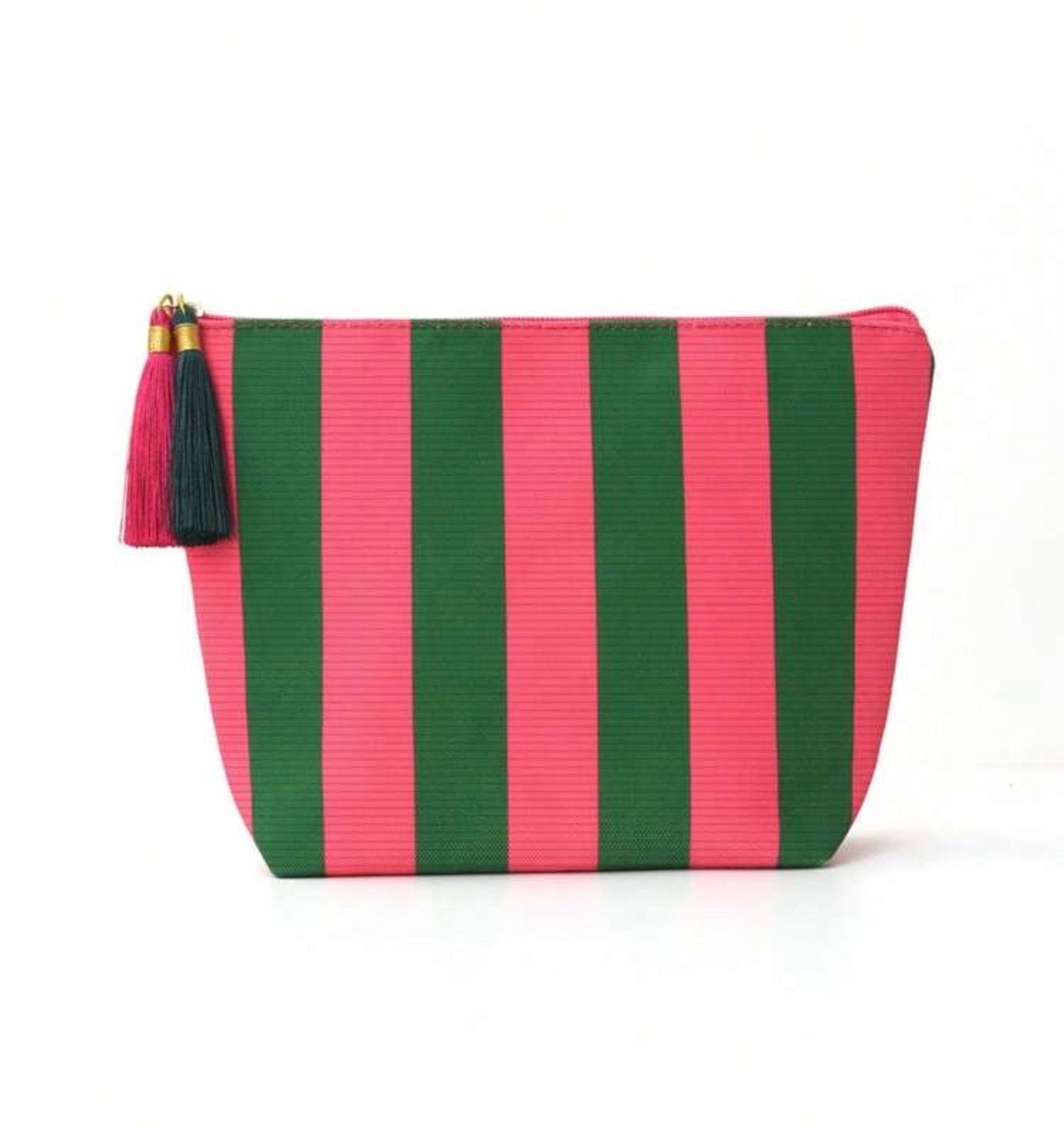 Pochette rayée femme colorée avec pompon