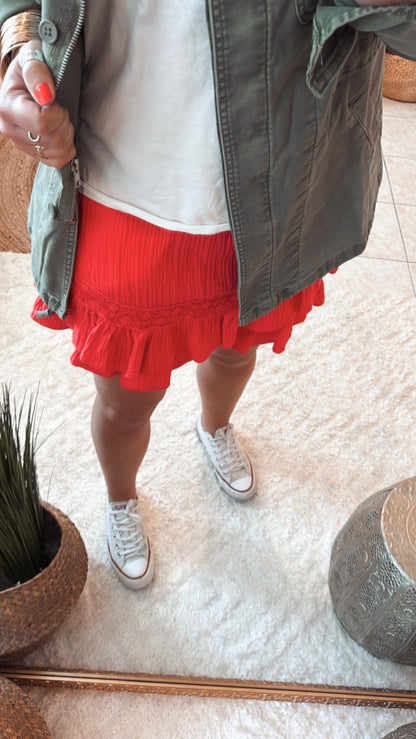 Jupe Short  gaze de coton dentelle JUIETTE -DISPO en PLUSIEURS COULEURS 👇🏼