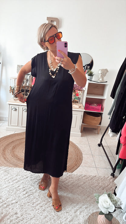 Robe satiné KELLY -NOIR