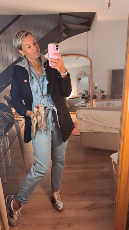 Combinaison Denim Volants – Bleu Clair