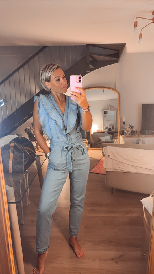 Combinaison Denim Volants – Bleu Clair