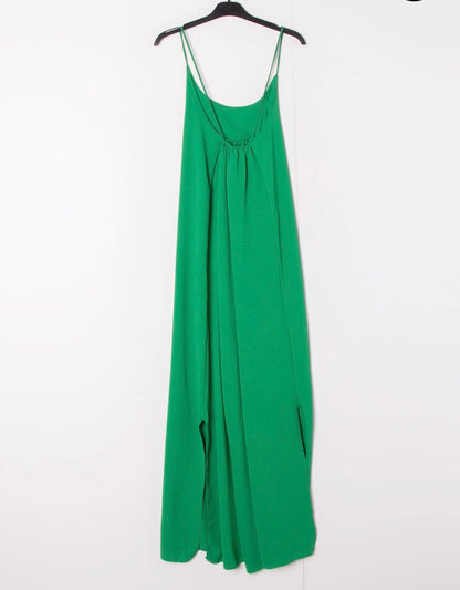 Robe longue fluide dos croisé - vert