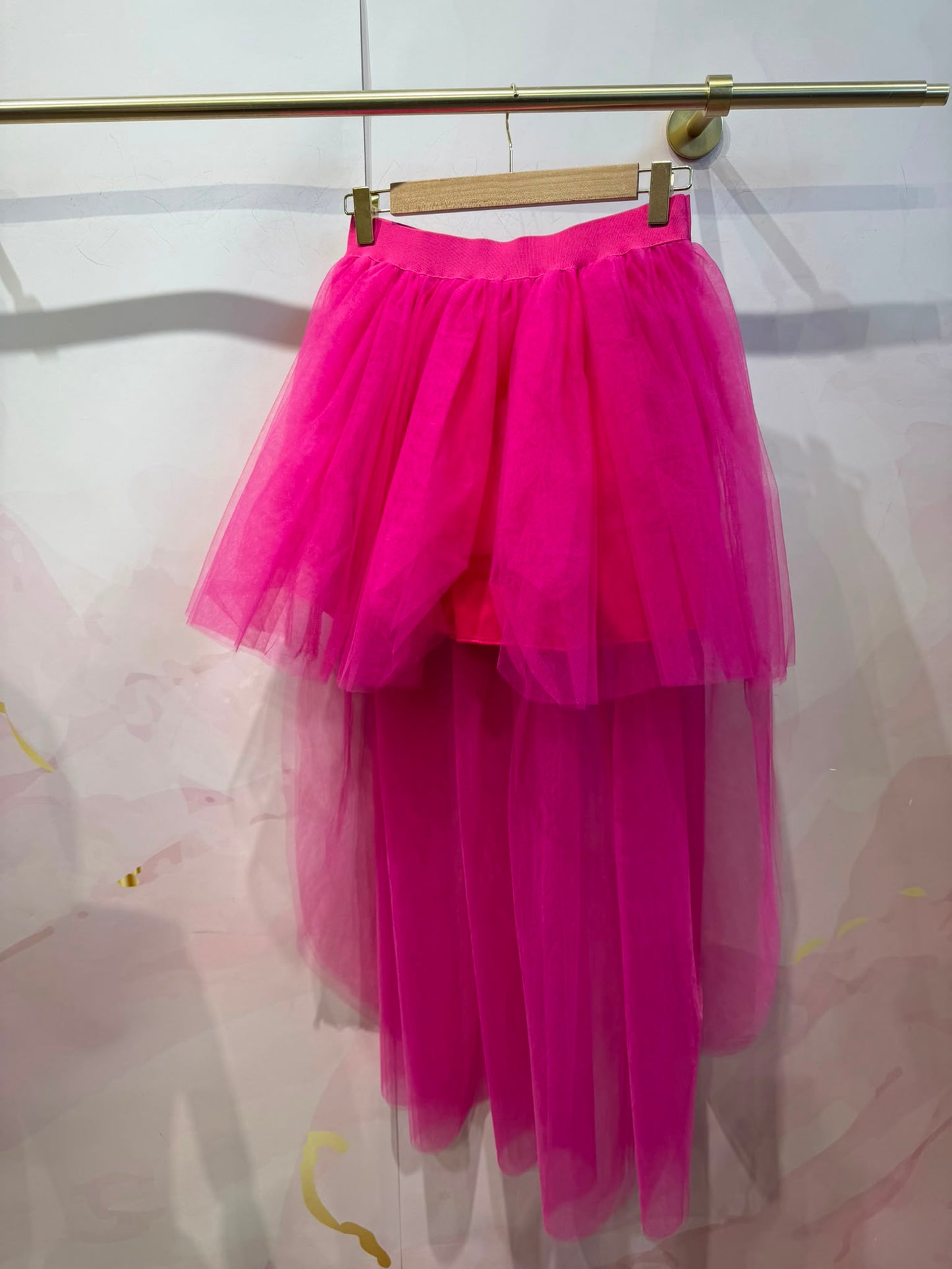 Jupe en Tulle Asymétrique Femme fushia