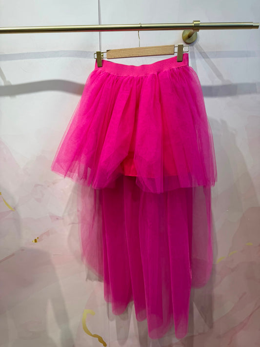 Jupe en Tulle Asymétrique Femme fushia